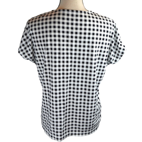 J. Jill Luxe Supima Relaxed Tee, Black & White Check - Size X-Small - Picture 5 of 5